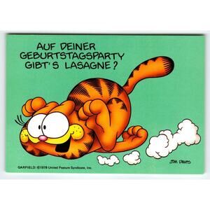 Vintage 1978 Garfield Postcard Jim Davis German-Printed Continental 6x4